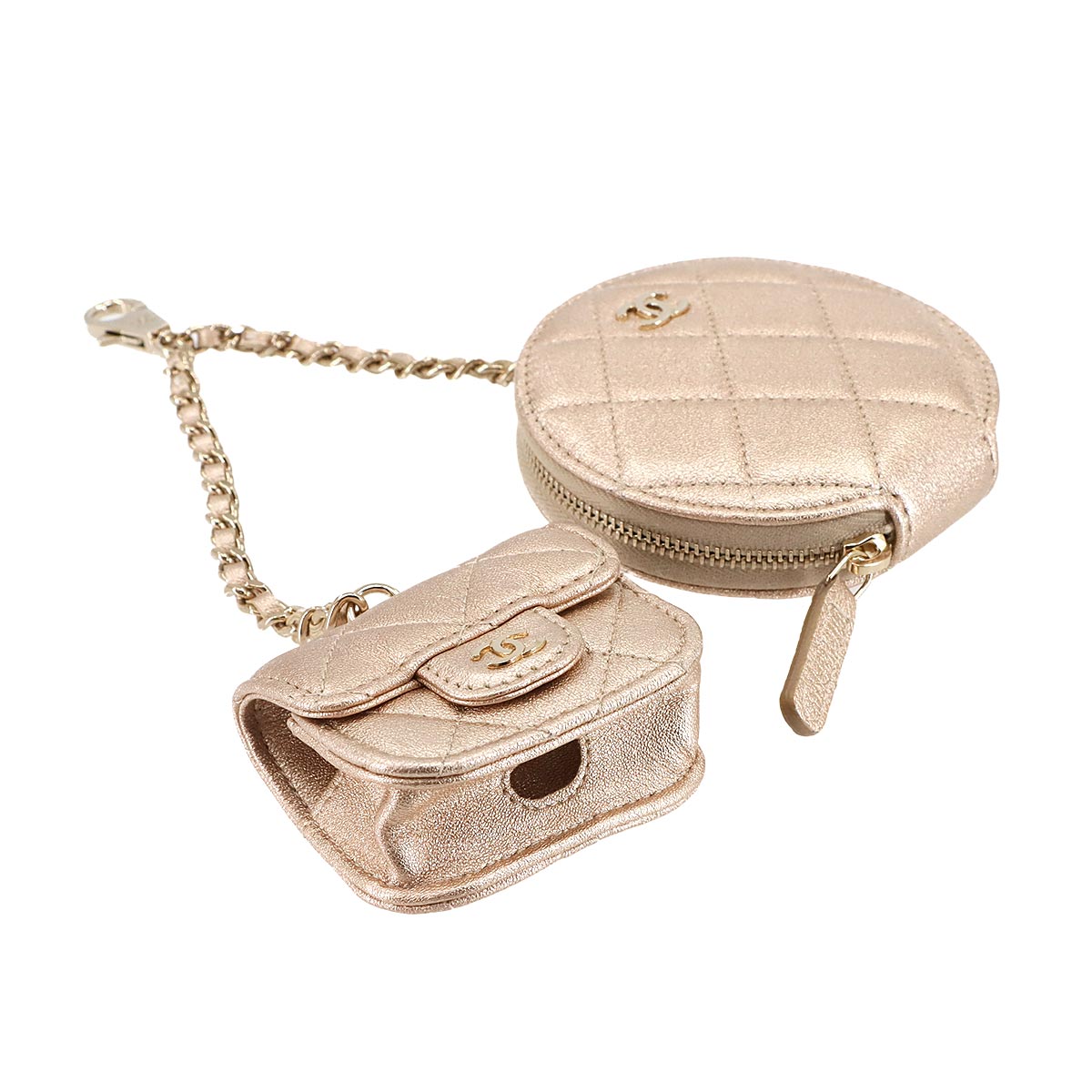 Matelasse Coin Purse AirPods Pro Case Leather Gold