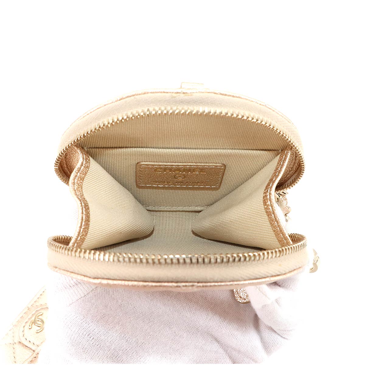 Matelasse Coin Purse AirPods Pro Case Leather Gold