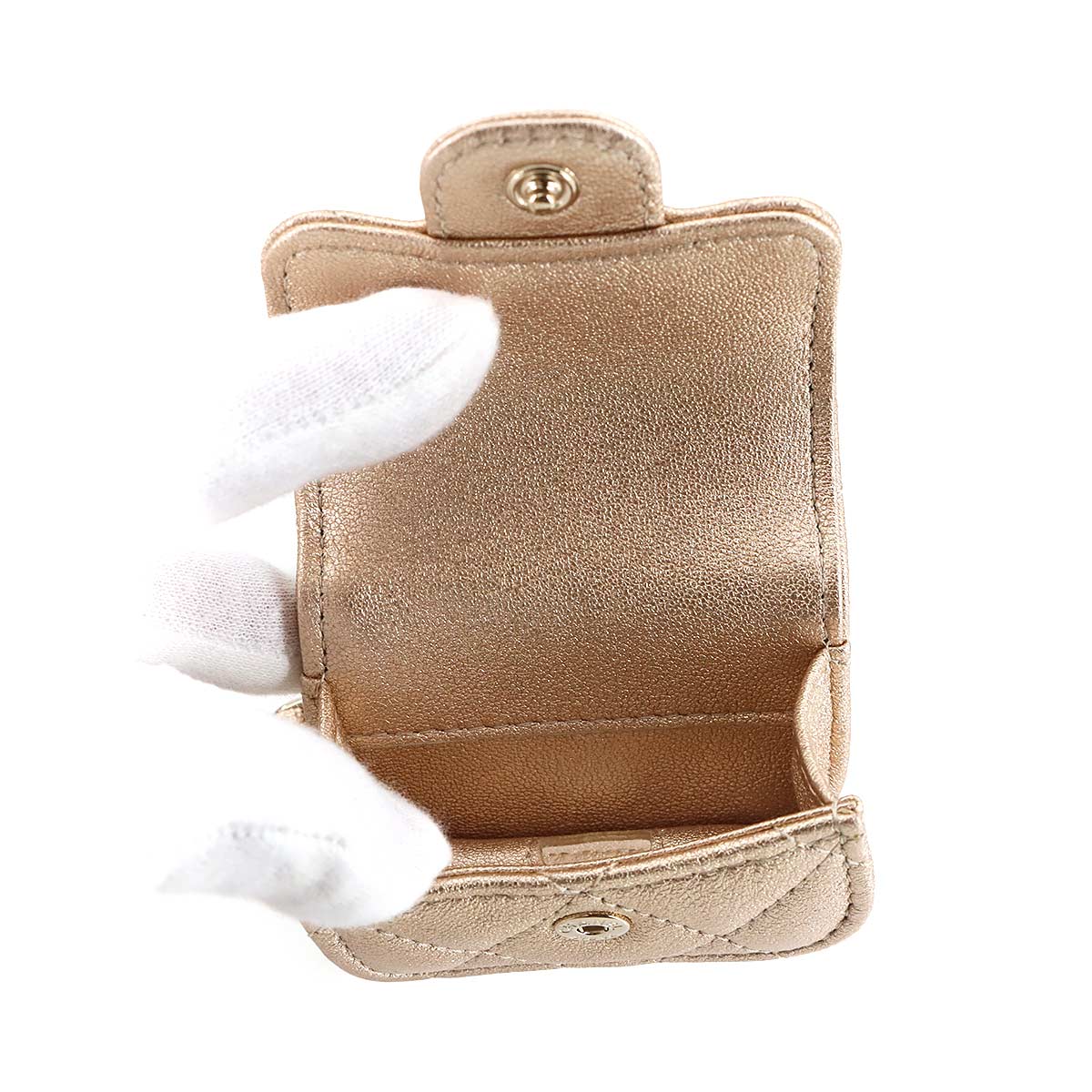 Matelasse Coin Purse AirPods Pro Case Leather Gold