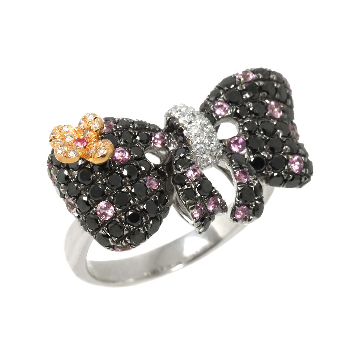 Diamond 1.41ct Sapphire 0.32ct Ring 18K WG PG 750 size6(US)