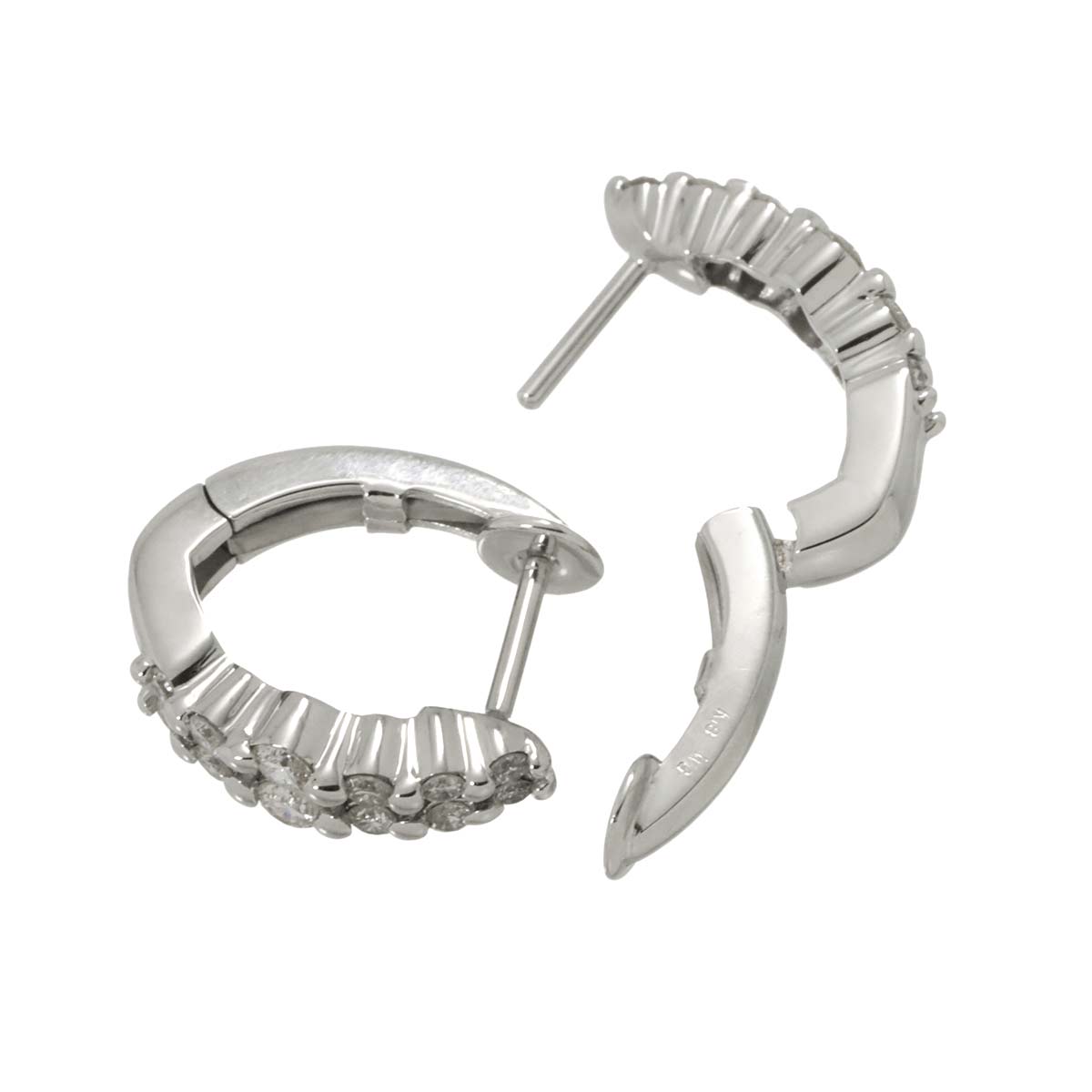 Diamond 0.22ct/0.22ct Earrings Pierced 18K K18 WG 750