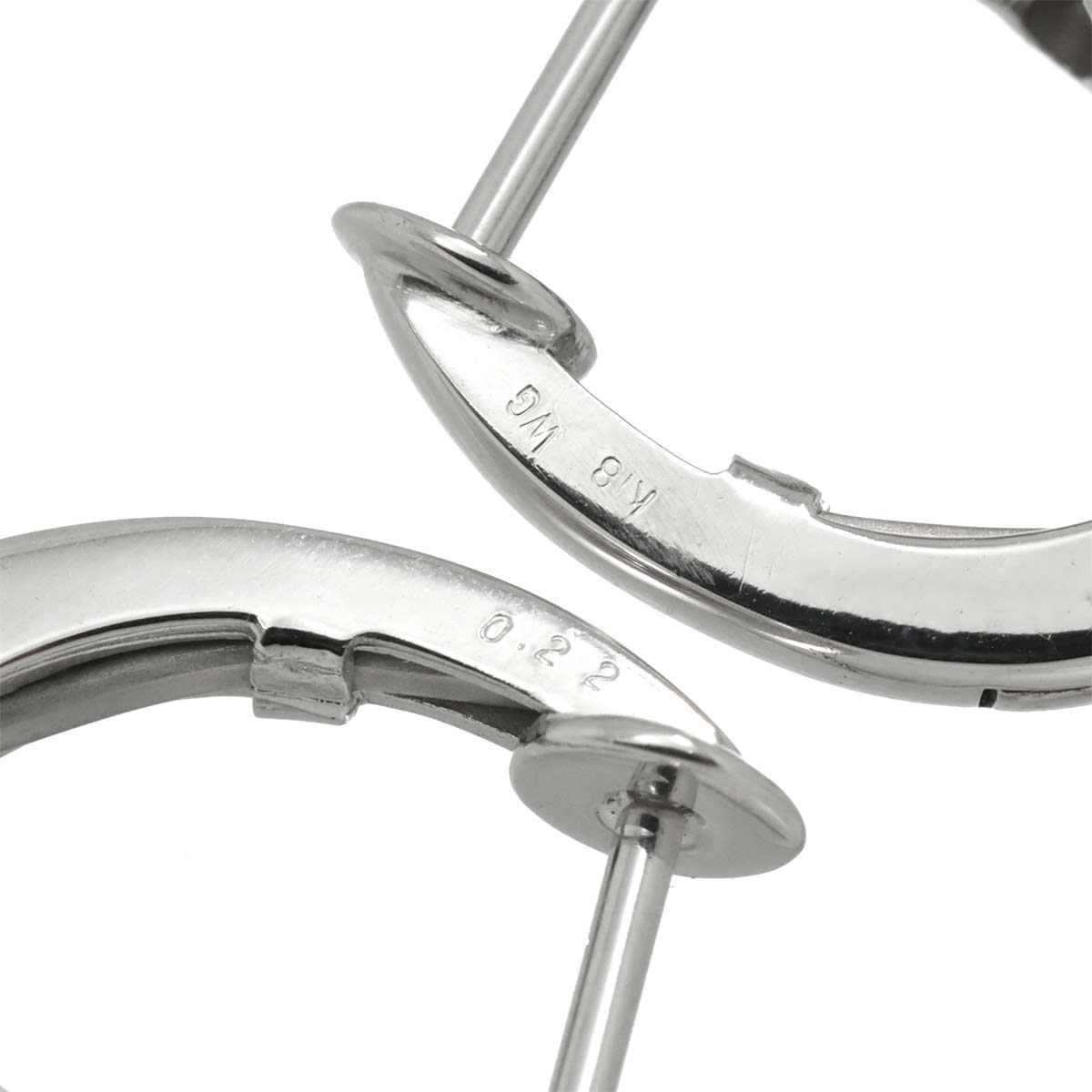 Diamond 0.22ct/0.22ct Earrings Pierced 18K K18 WG 750