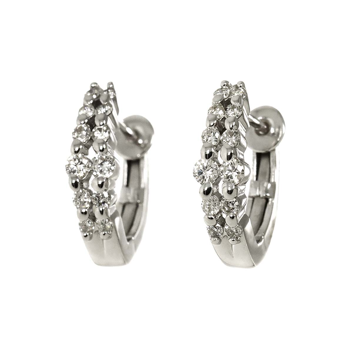 Diamond 0.22ct/0.22ct Earrings Pierced 18K K18 WG 750