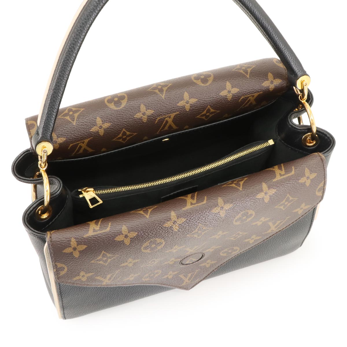 Monogram Double V Hand Shoulder Bag Leather Noir M54439