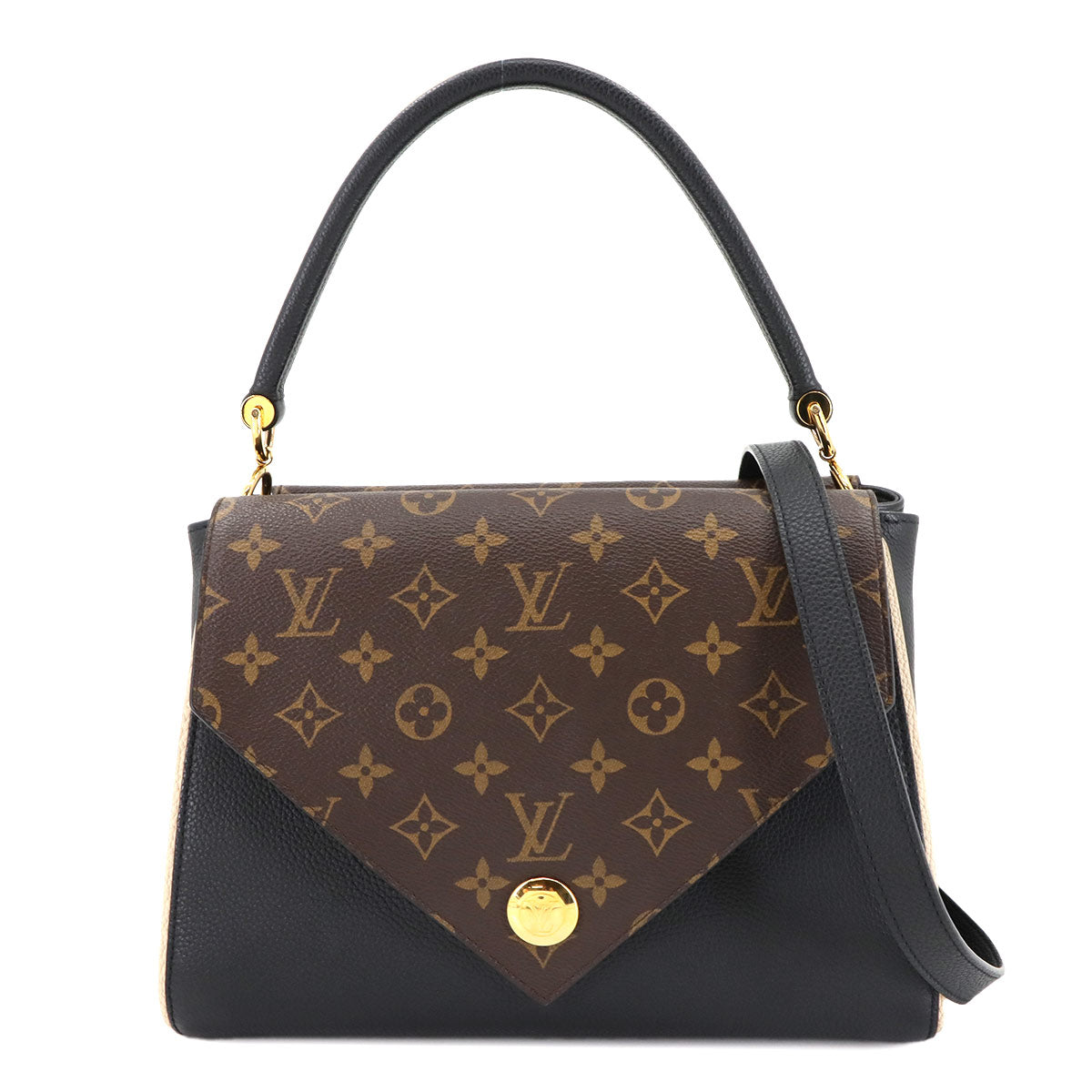 Monogram Double V Hand Shoulder Bag Leather Noir M54439