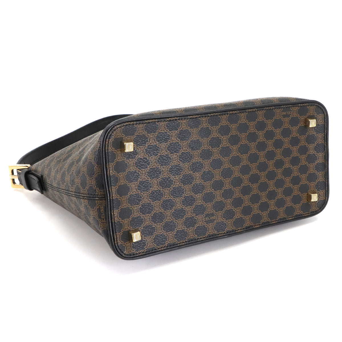 Macadam Hand Bag PVC Leather Black Brown Purse Vintage