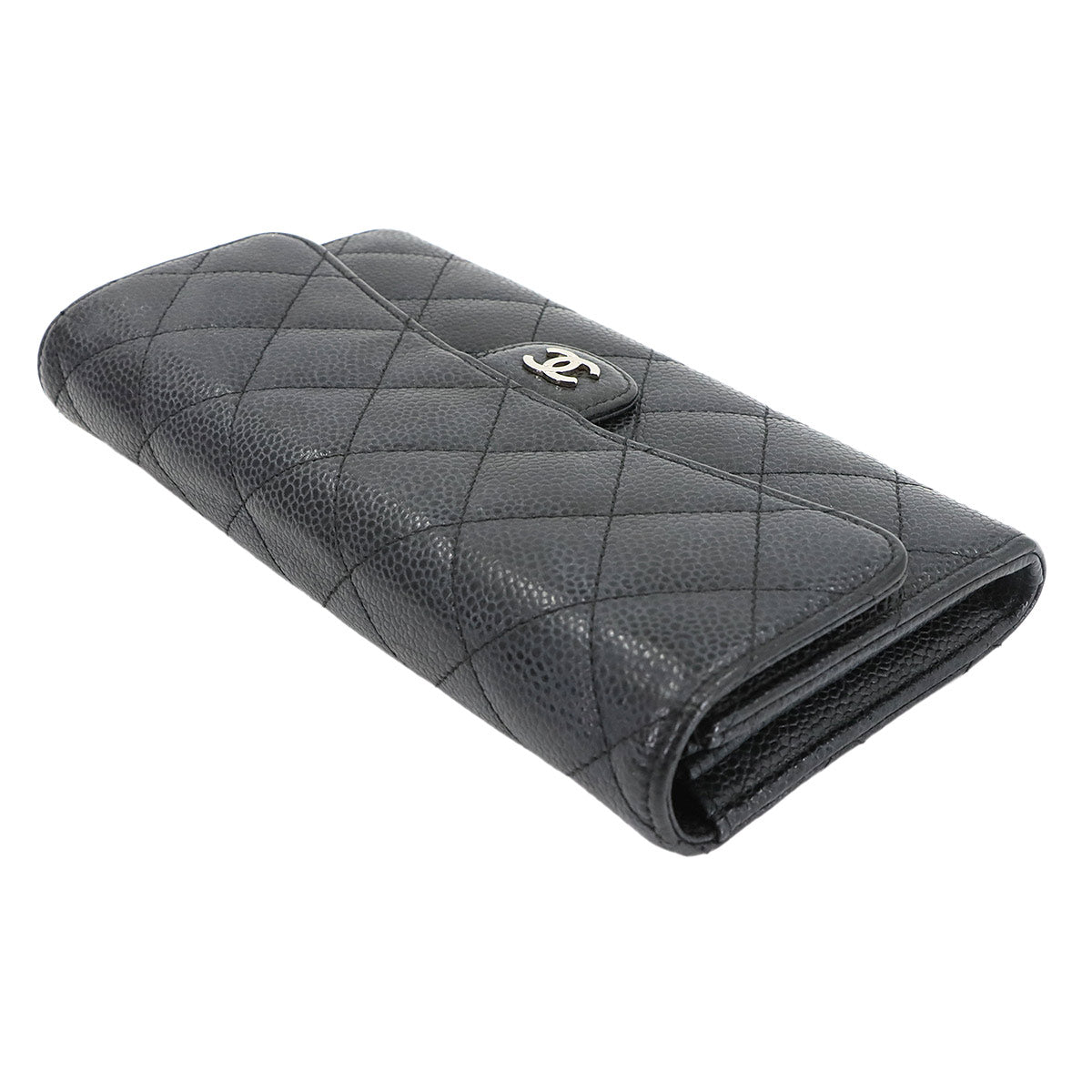 Matelasse Long Wallet Leather Black A80758 Purse