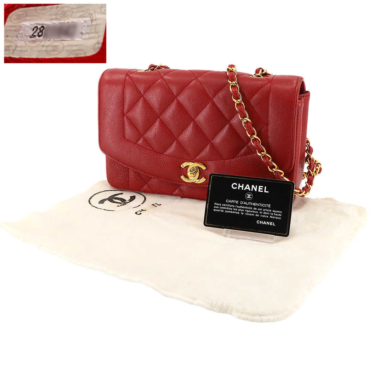 Diana Matelasse 22 Chain Shoulder Bag Leather A01164 Vintage