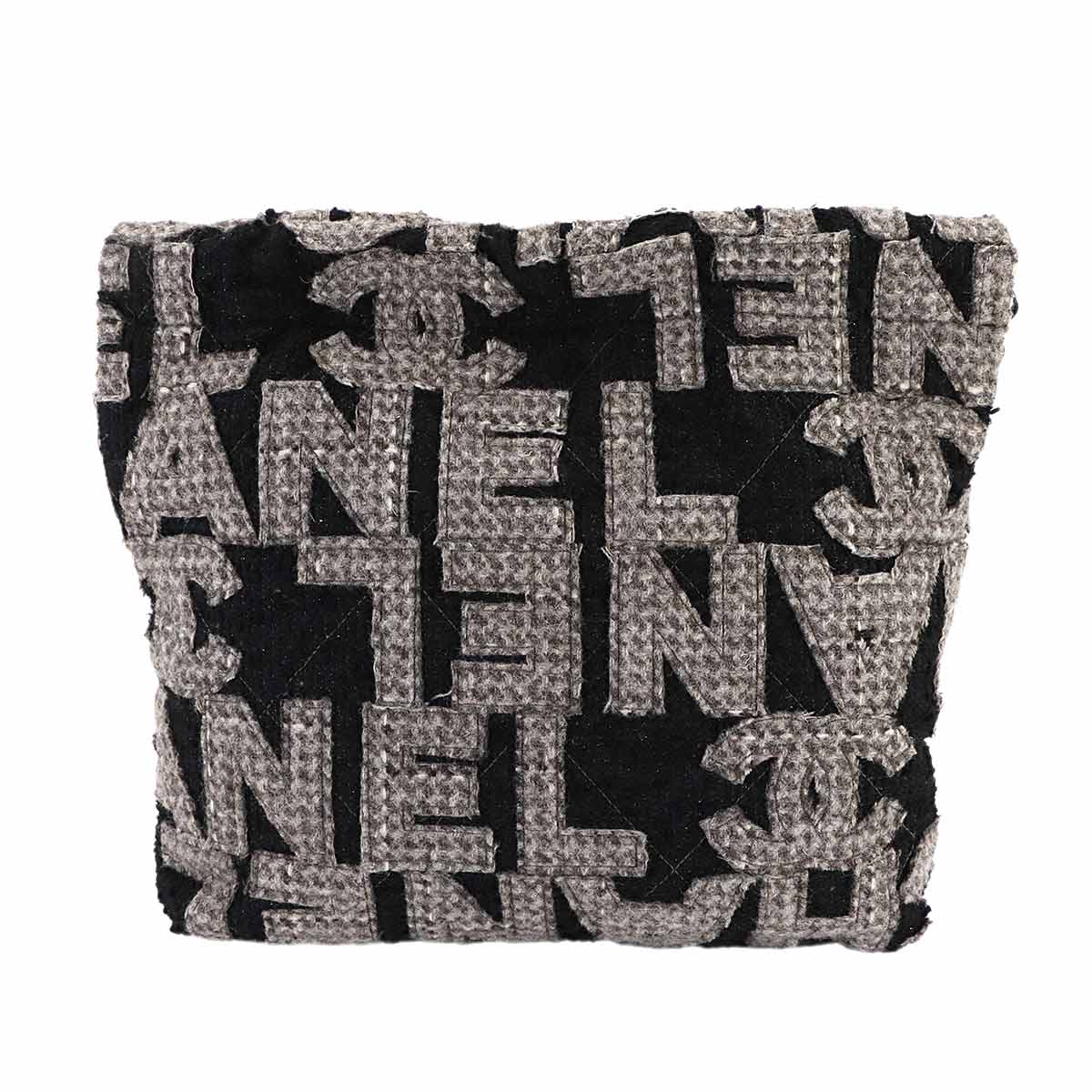 22 Small Chain Shoulder Bag Tweed Leather Black Gray AS3260