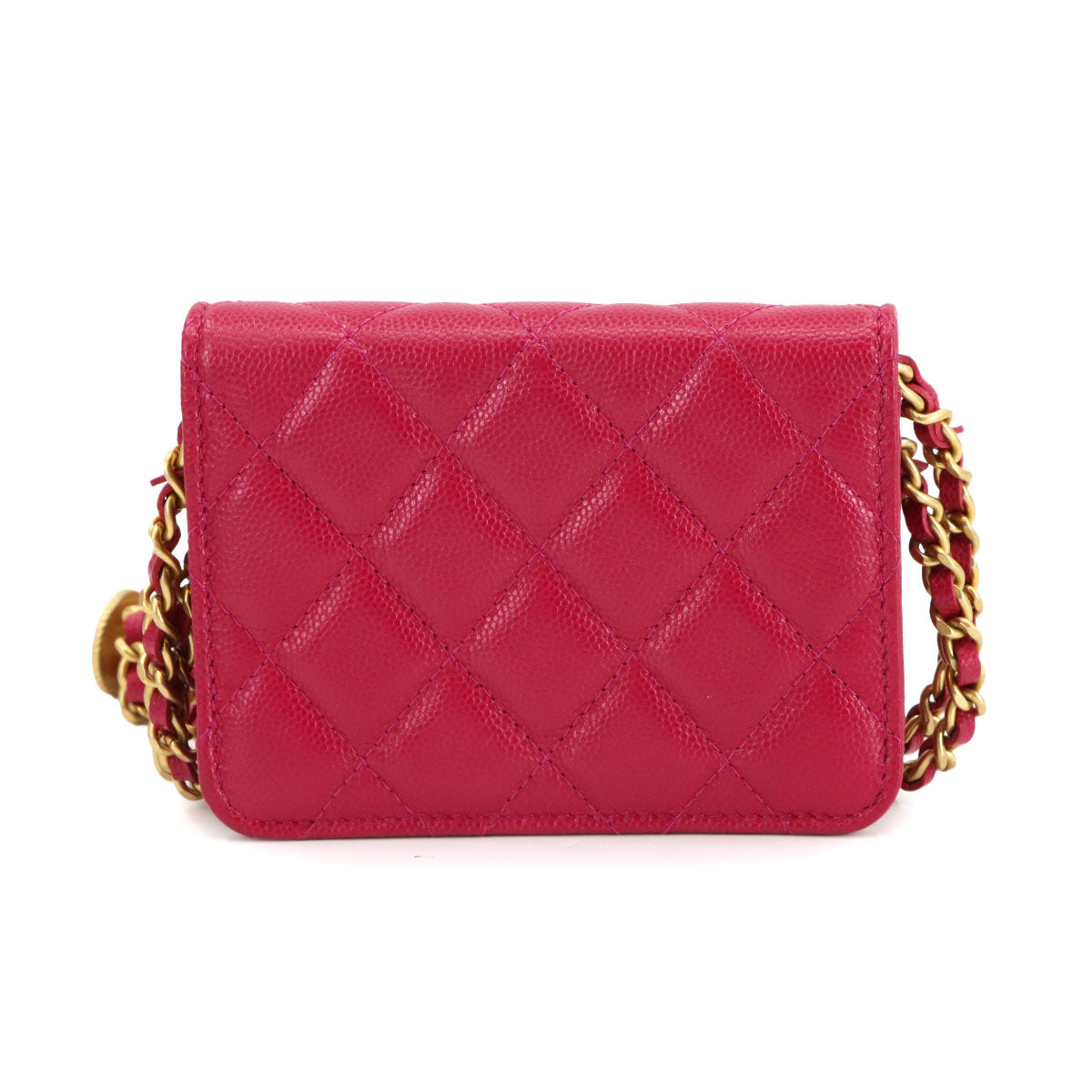 Matelasse Chain Wallet Coin case Leather Pink AP2857 Purse