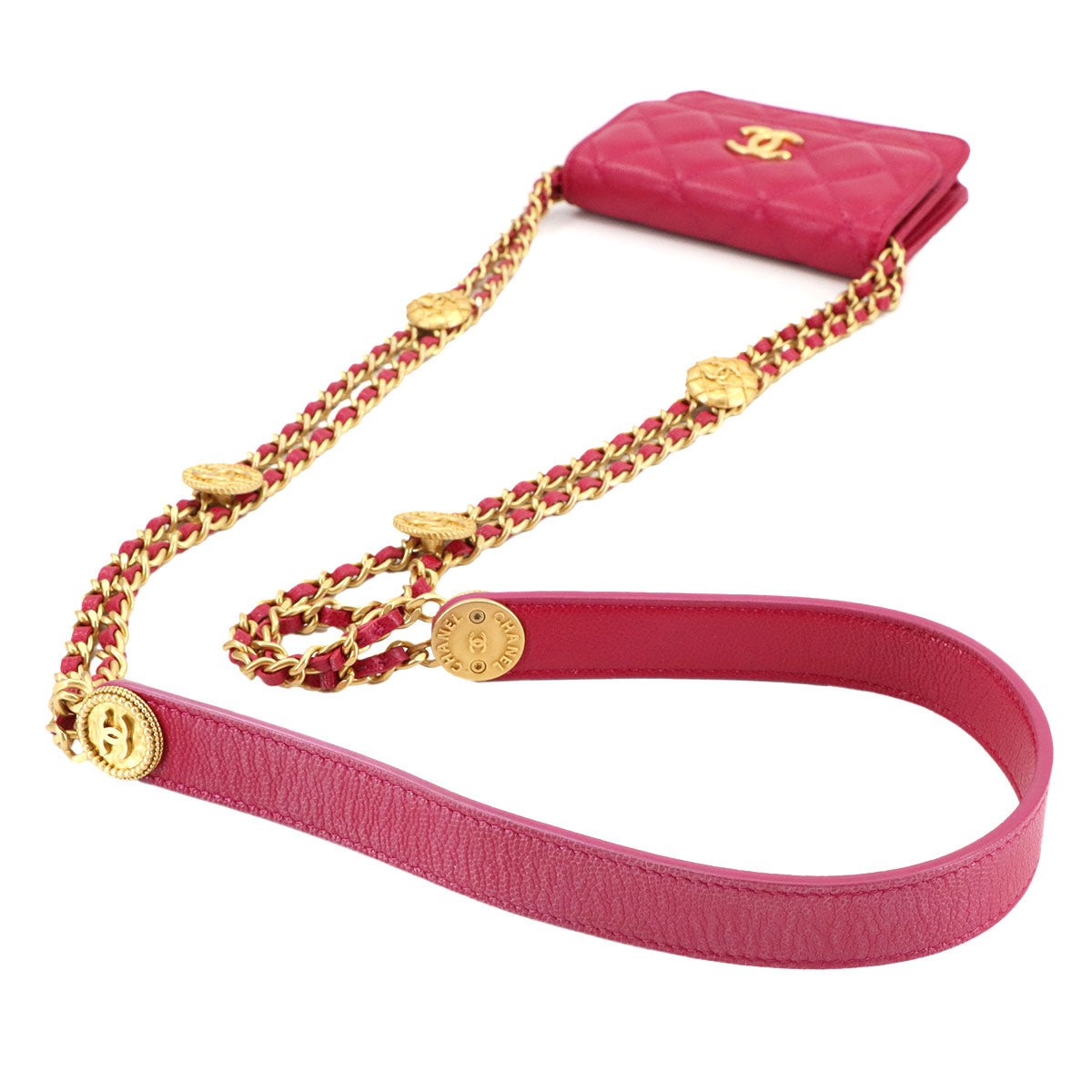 Matelasse Chain Wallet Coin case Leather Pink AP2857 Purse