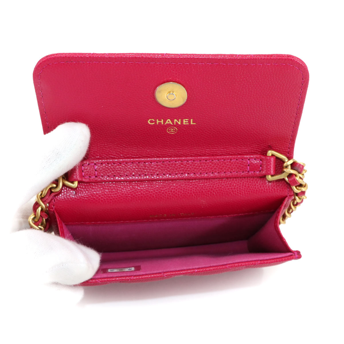 Matelasse Chain Wallet Coin case Leather Pink AP2857 Purse