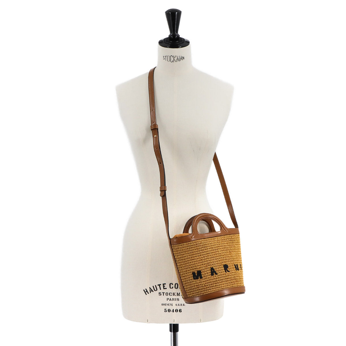 Tropicalia 2way Shoulder Hand Bag Raffia Leather Brown