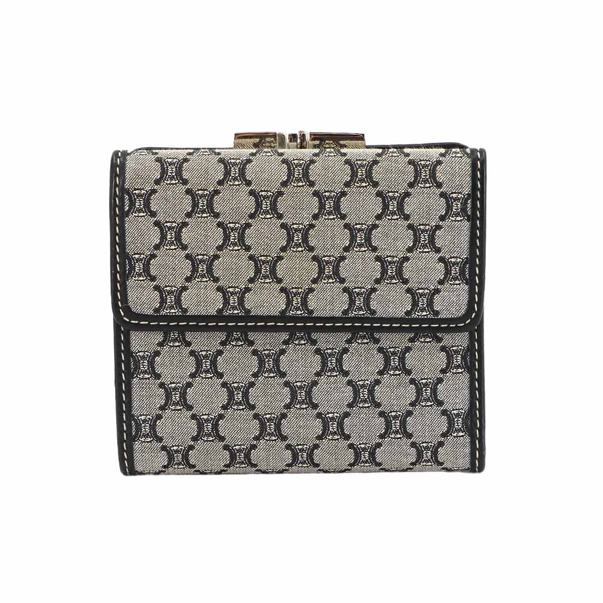 Macadam Compact Wallet Canvas Leather Gray Black Purse