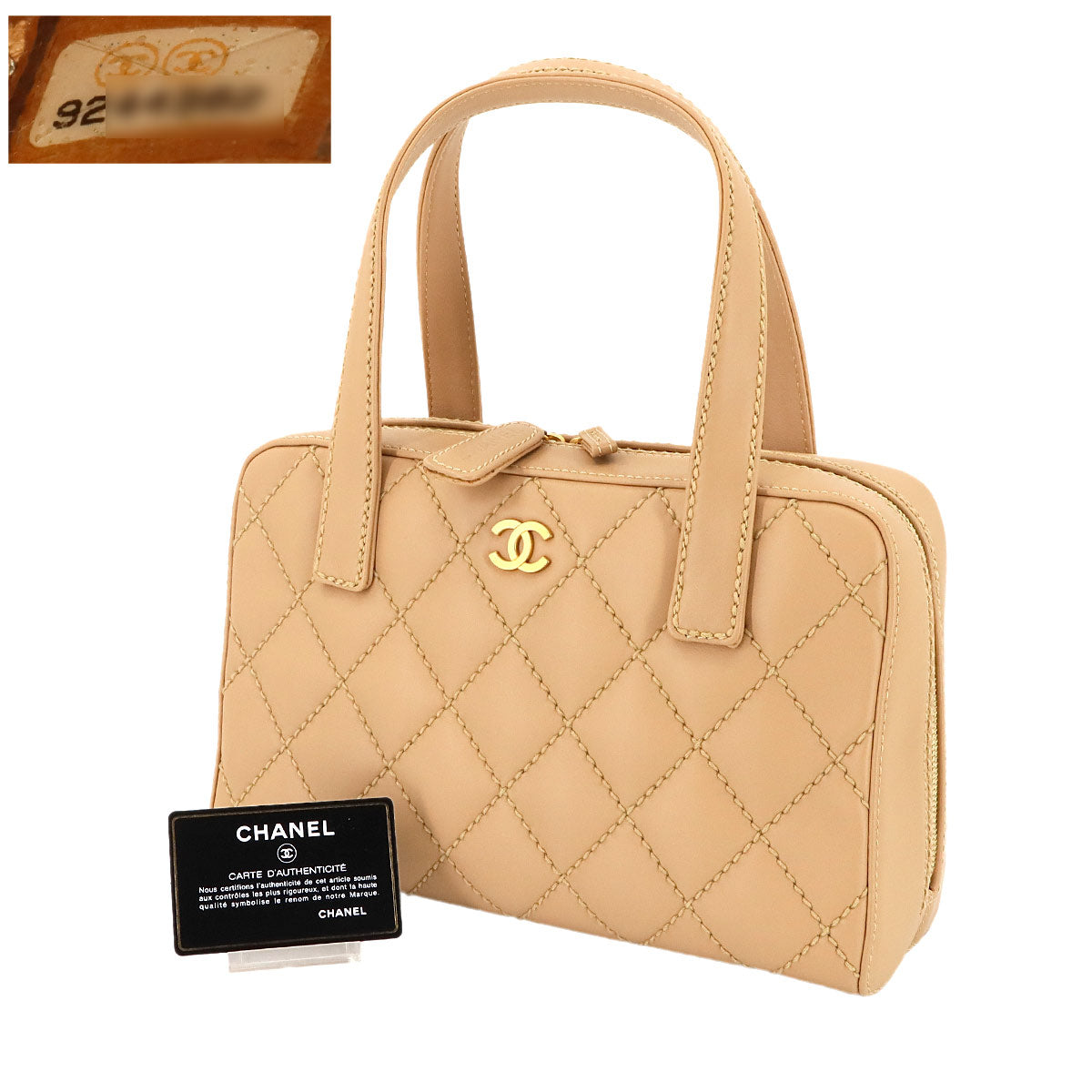 Wild Stitch Hand Bag Leather Beige A20666 Purse