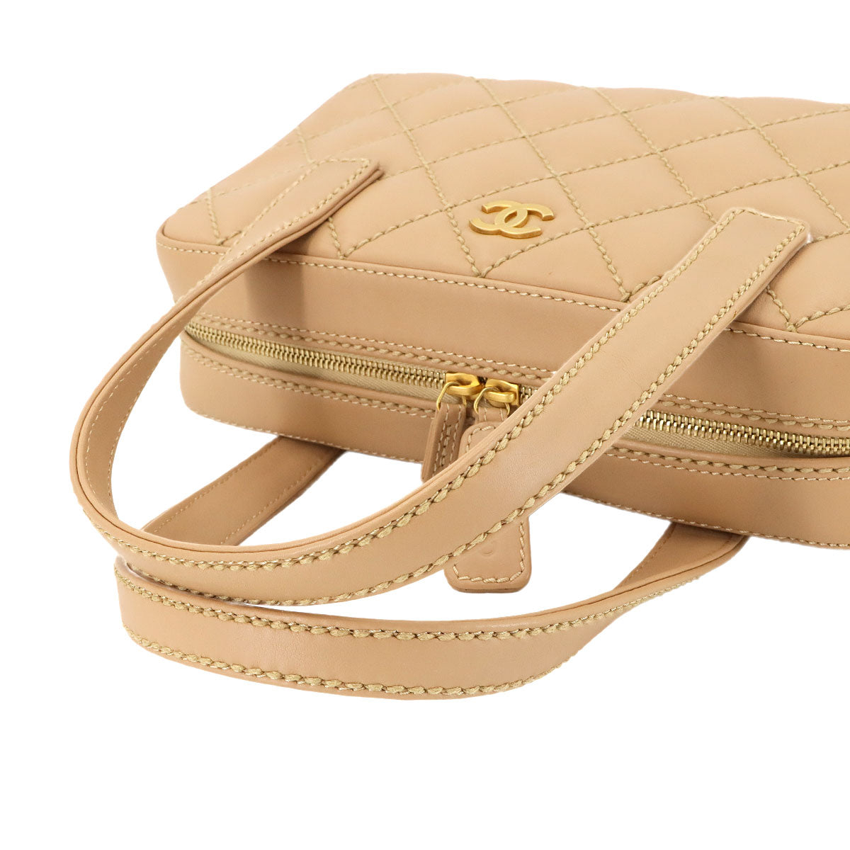 Wild Stitch Hand Bag Leather Beige A20666 Purse