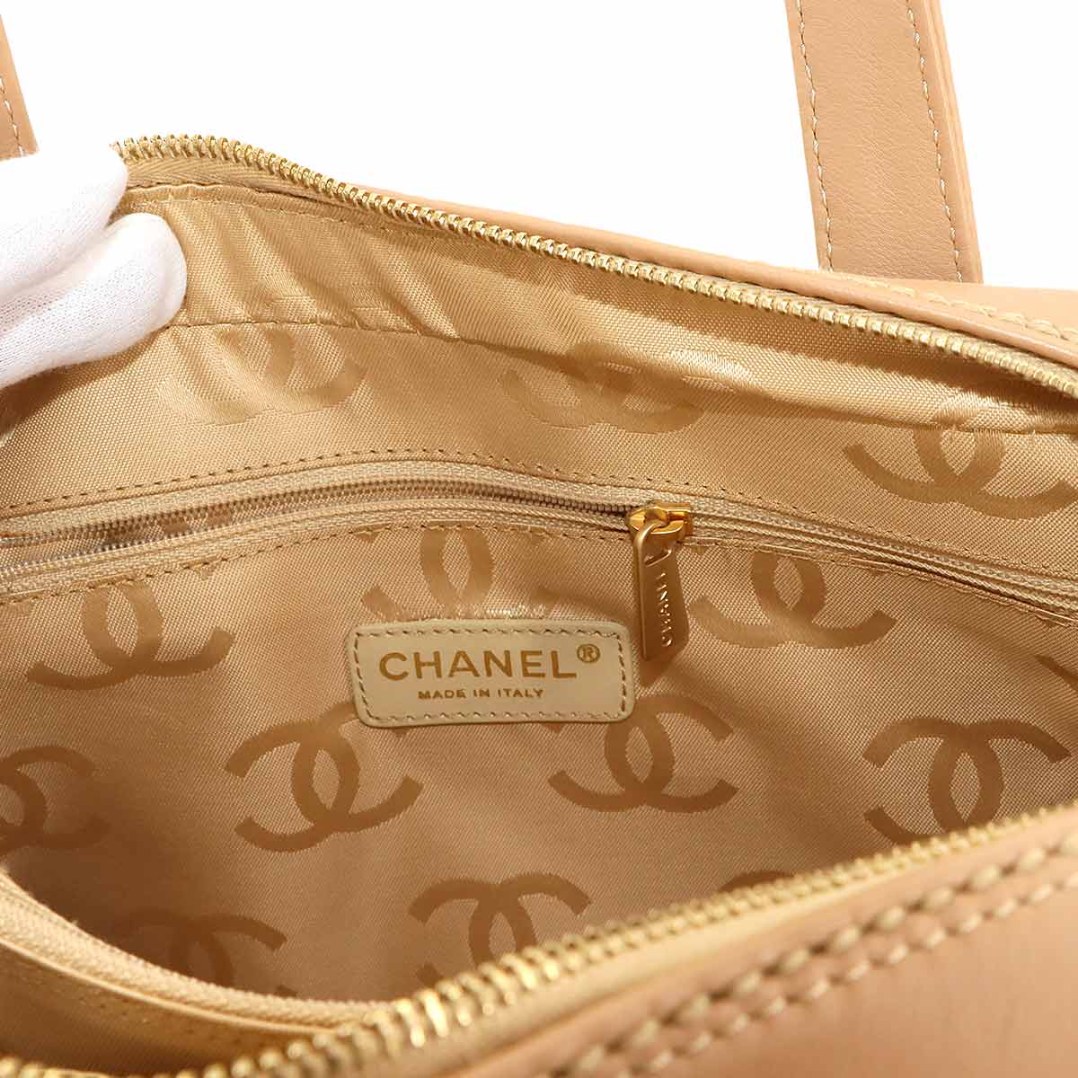 Wild Stitch Hand Bag Leather Beige A20666 Purse