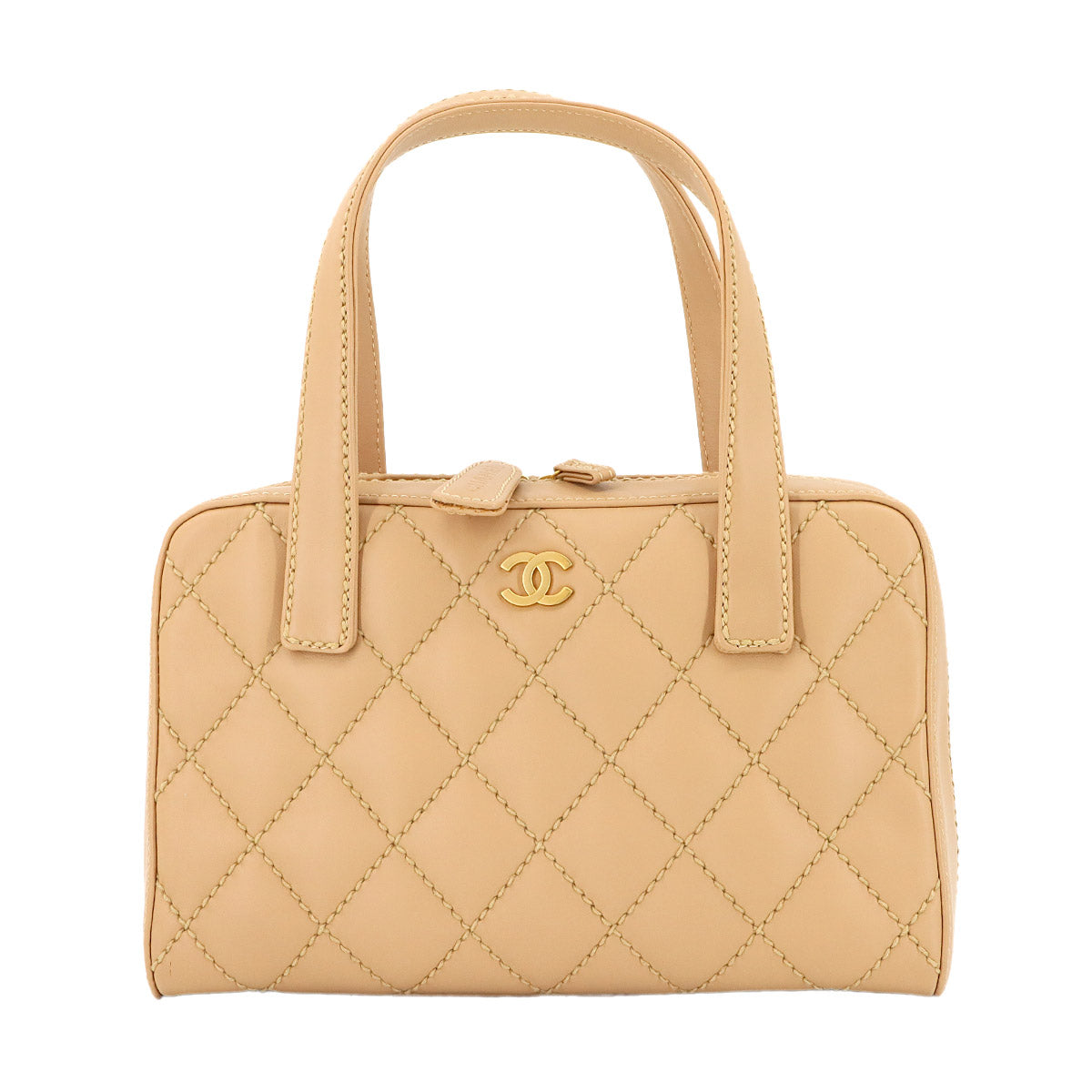 Wild Stitch Hand Bag Leather Beige A20666 Purse