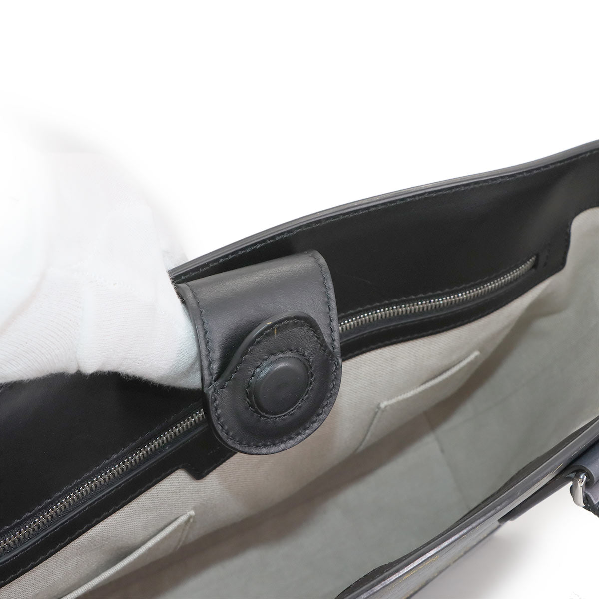 Calligraphy Toujours Tote Bag Venezia Leather Gray Gold