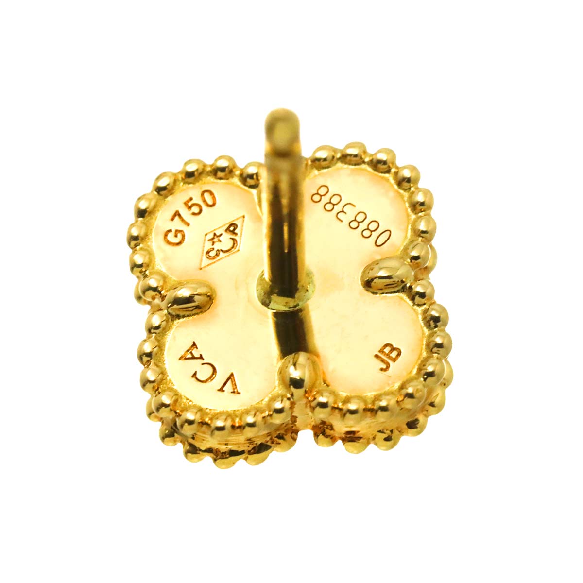 Sweet Alhambra Onyx Earrings Pierced 18K YG 750