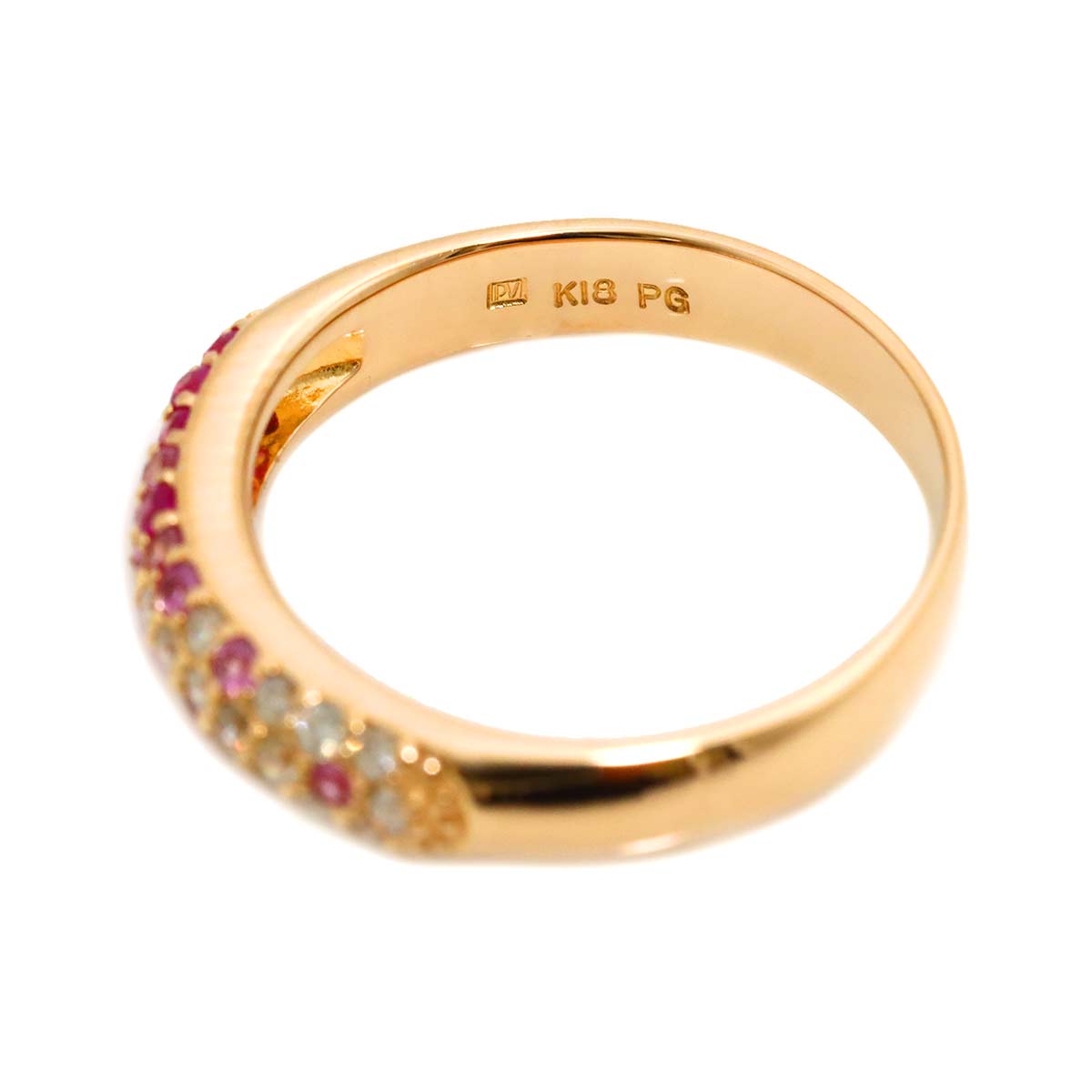 Sapphire 0.30ct Diamond 0.16ct Ring 18K PG 750 5.5-5.75US