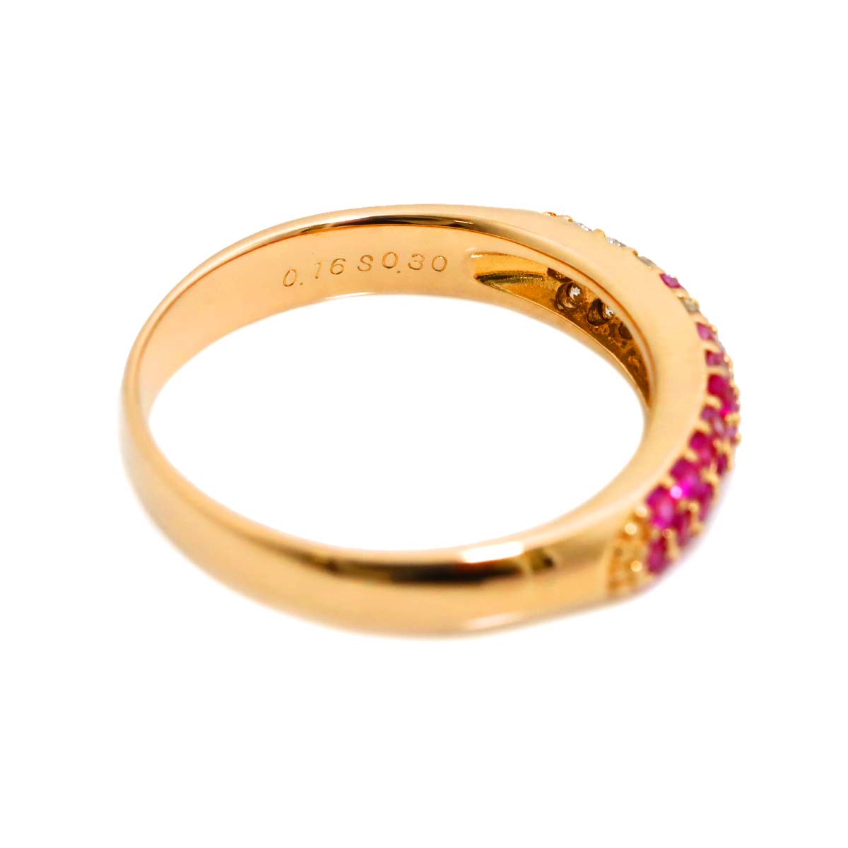 Sapphire 0.30ct Diamond 0.16ct Ring 18K PG 750 5.5-5.75US