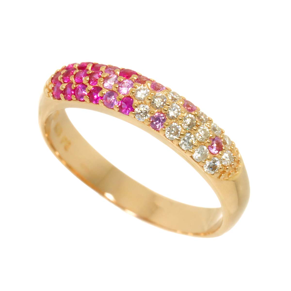 Sapphire 0.30ct Diamond 0.16ct Ring 18K PG 750 5.5-5.75US