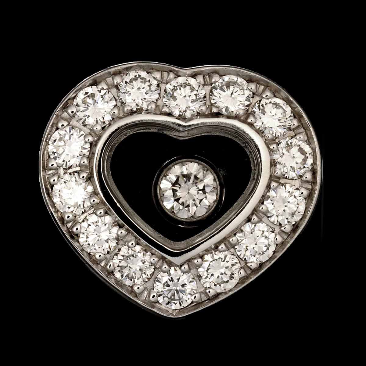 Happy Diamond Heart Earrings Pierced 18K WG 750