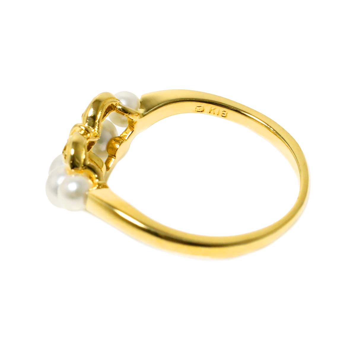 Baby Pearl 4.2-3.1mm Diamond Ring 18K YG 750 size5.5-5.75(US)