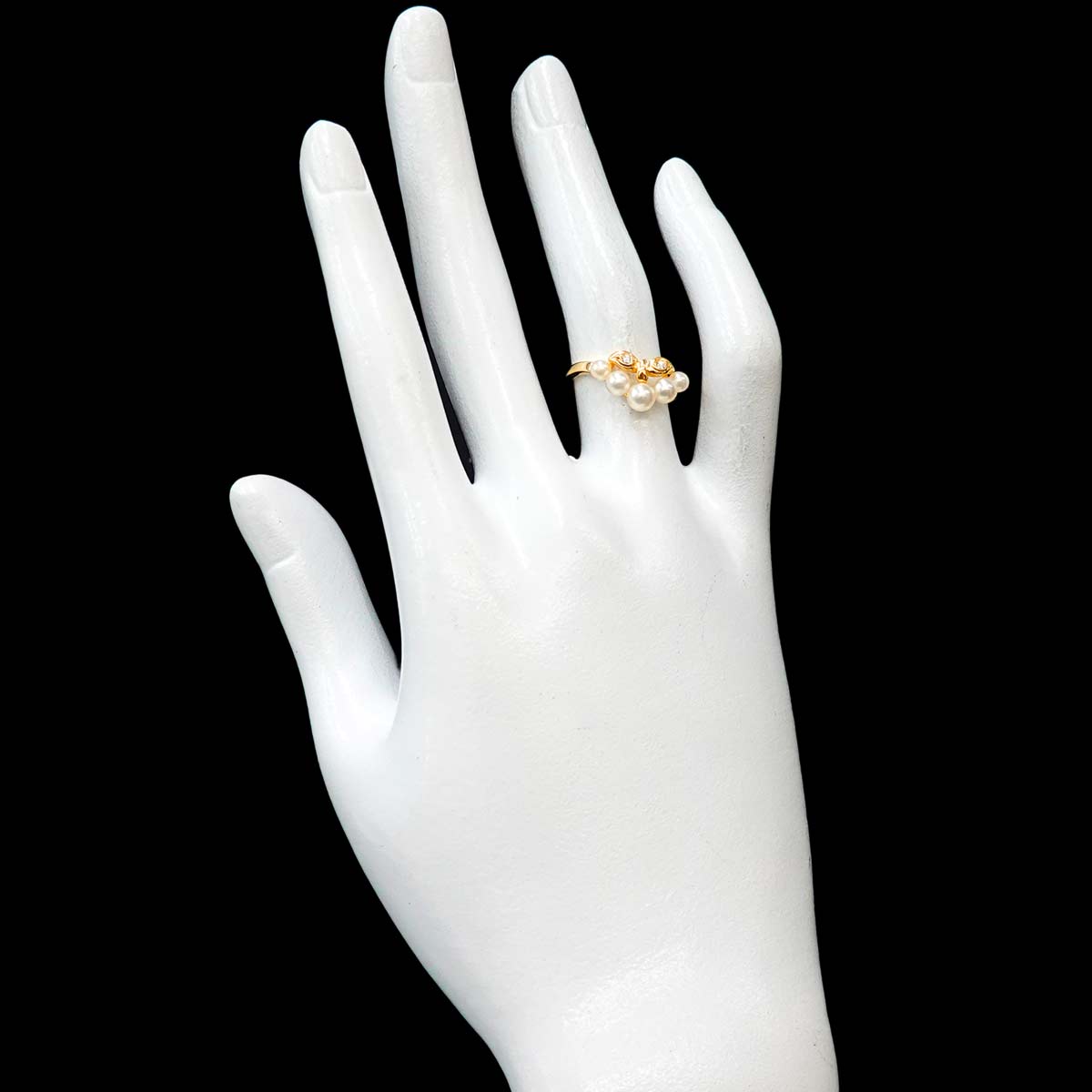 Baby Pearl 4.2-3.1mm Diamond Ring 18K YG 750 size5.5-5.75(US)
