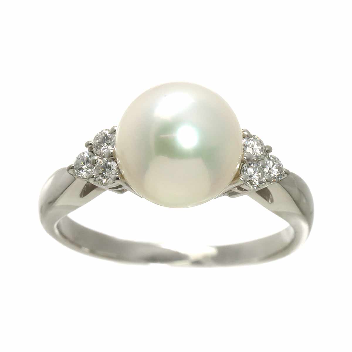 Akoya Pearl 8.7mm Diamond Ring Platinum size6(US)