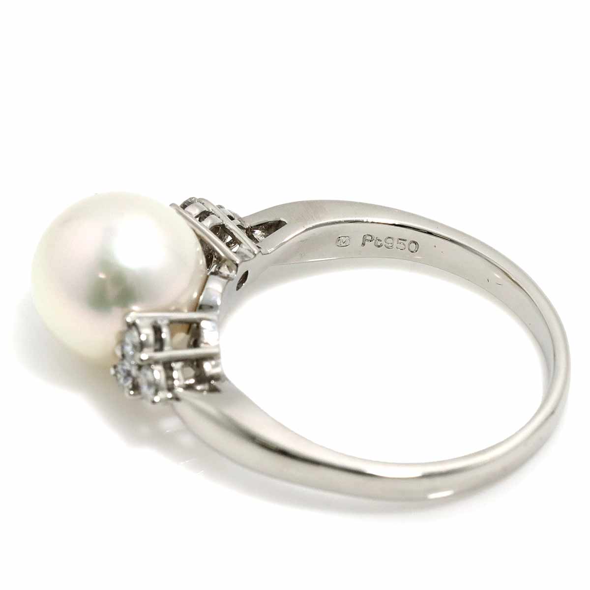 Akoya Pearl 8.7mm Diamond Ring Platinum size6(US)
