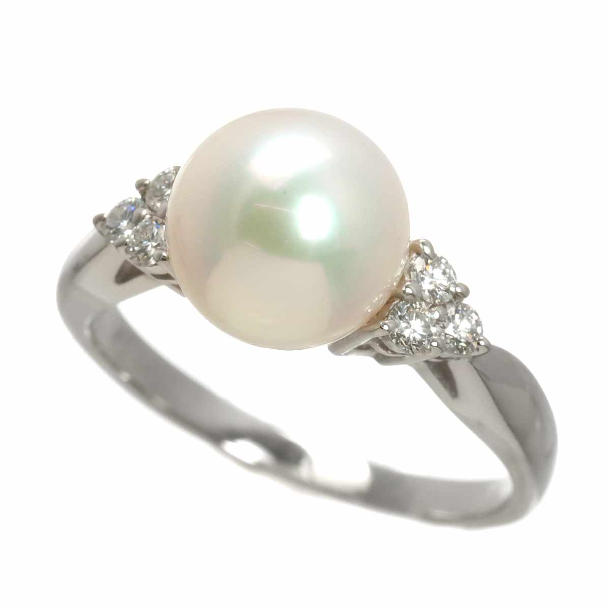 Akoya Pearl 8.7mm Diamond Ring Platinum size6(US)