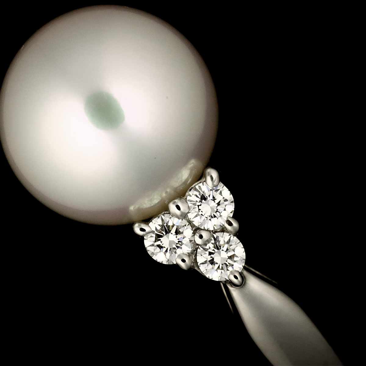 Akoya Pearl 8.7mm Diamond Ring Platinum size6(US)