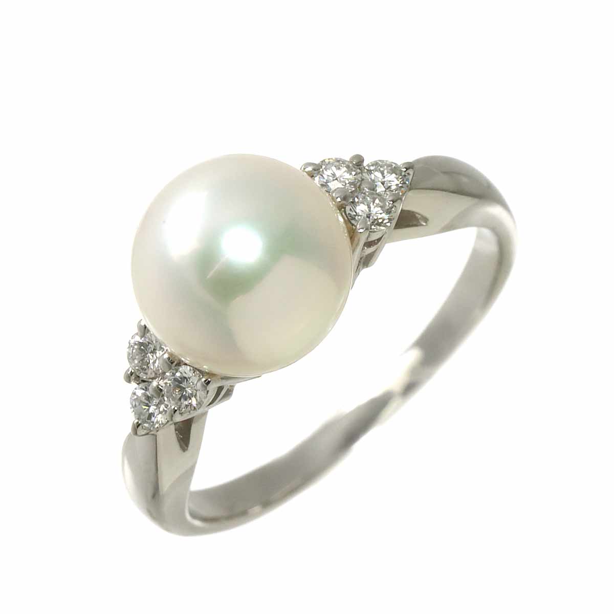 Akoya Pearl 8.7mm Diamond Ring Platinum size6(US)