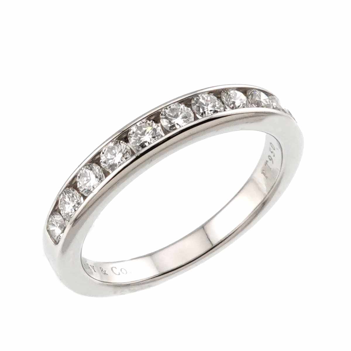 Half Diamond band Ring Platinum Size4.75-5(US)