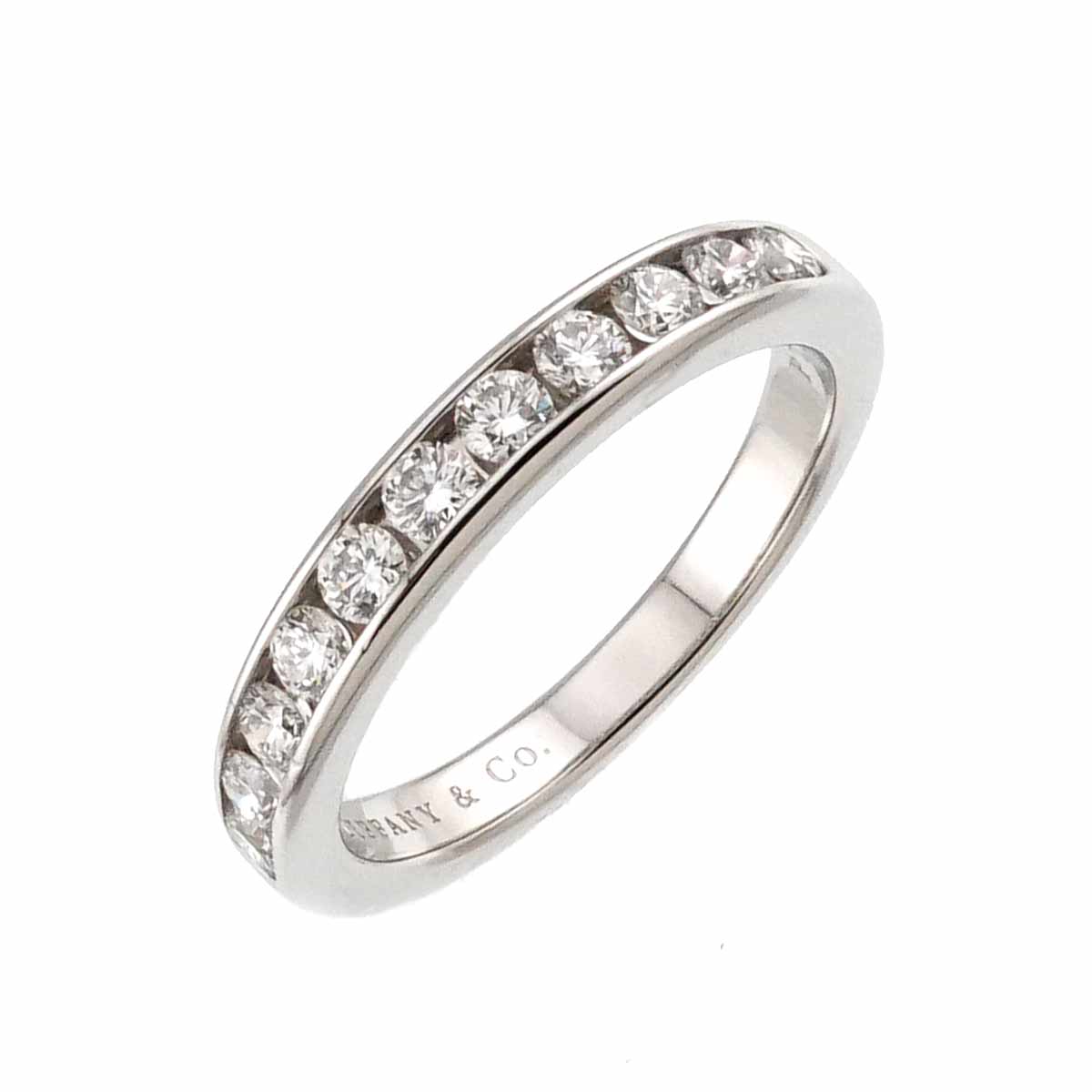 Half Diamond band Ring Platinum Size4.75-5(US)