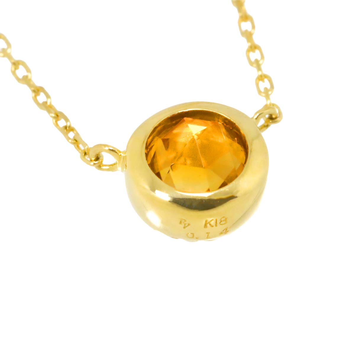 Diamond 0.14ct Citrine Necklace 18K YG 750