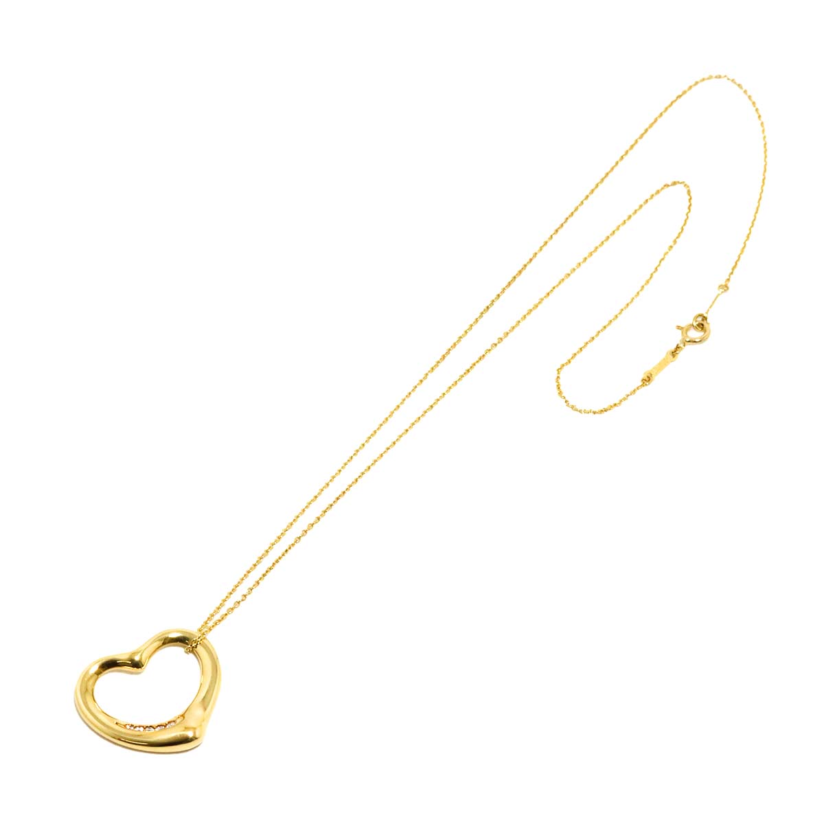 Open Heart Diamond Necklace 18K Yellow Gold 750