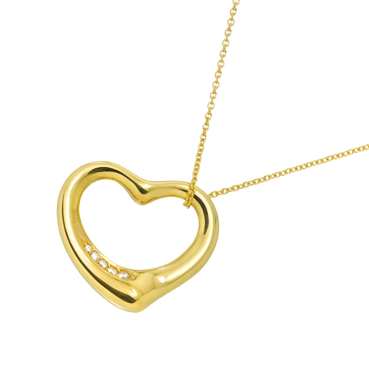Open Heart Diamond Necklace 18K Yellow Gold 750