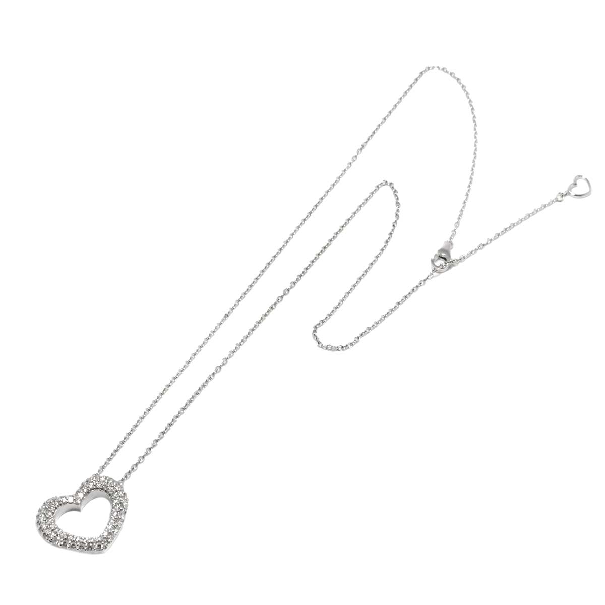 Heart Motif Diamond 0.72ct Necklace 18K White Gold 750