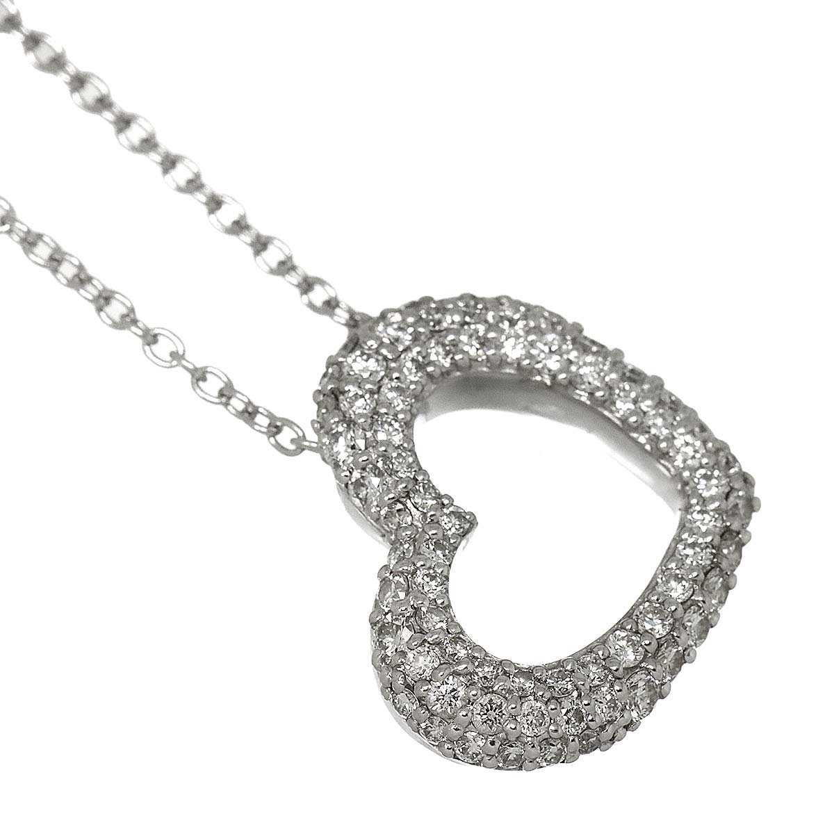Heart Motif Diamond 0.72ct Necklace 18K White Gold 750