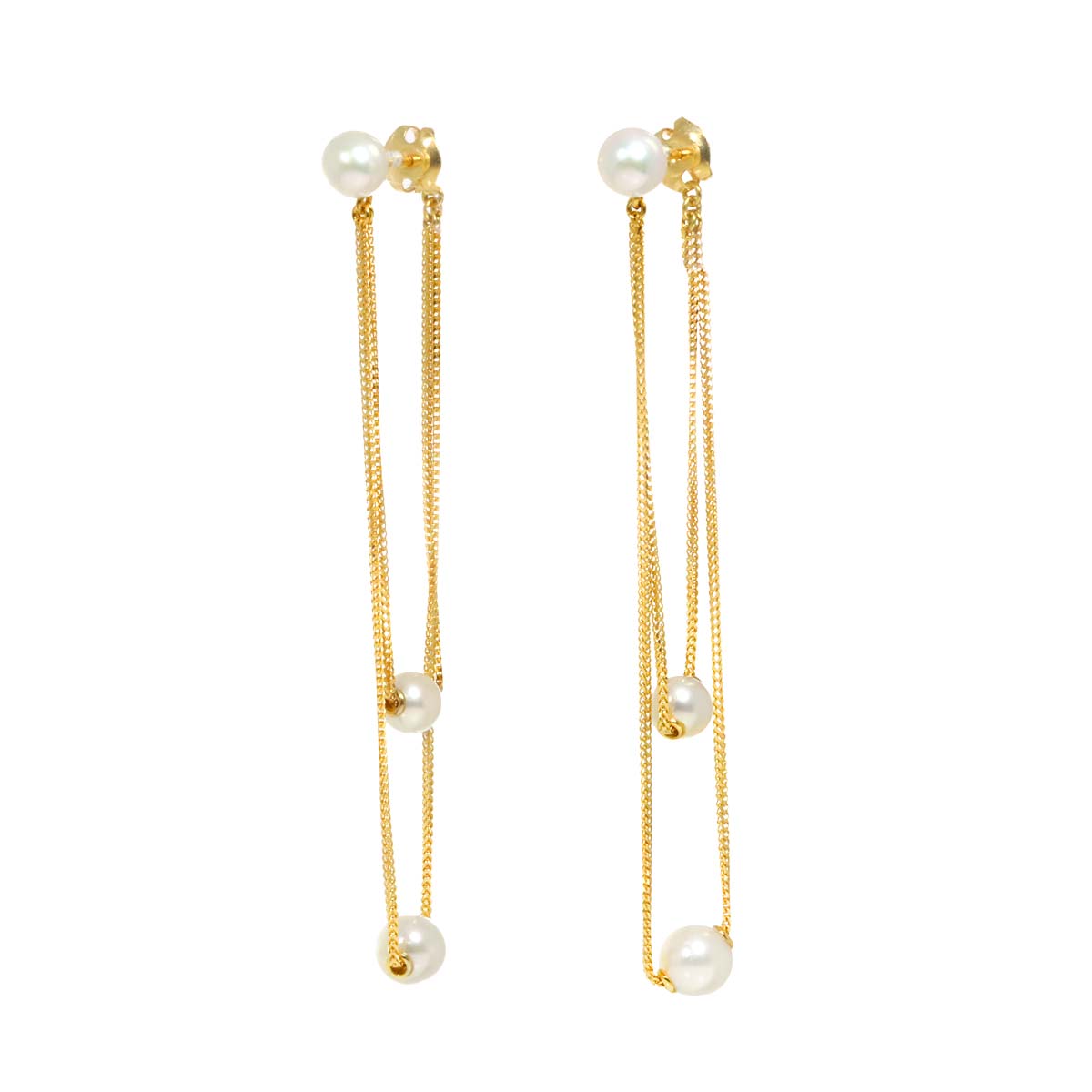 Akoya Pearl 7.0-6.1mm Earrings Pierced 18K PG 750