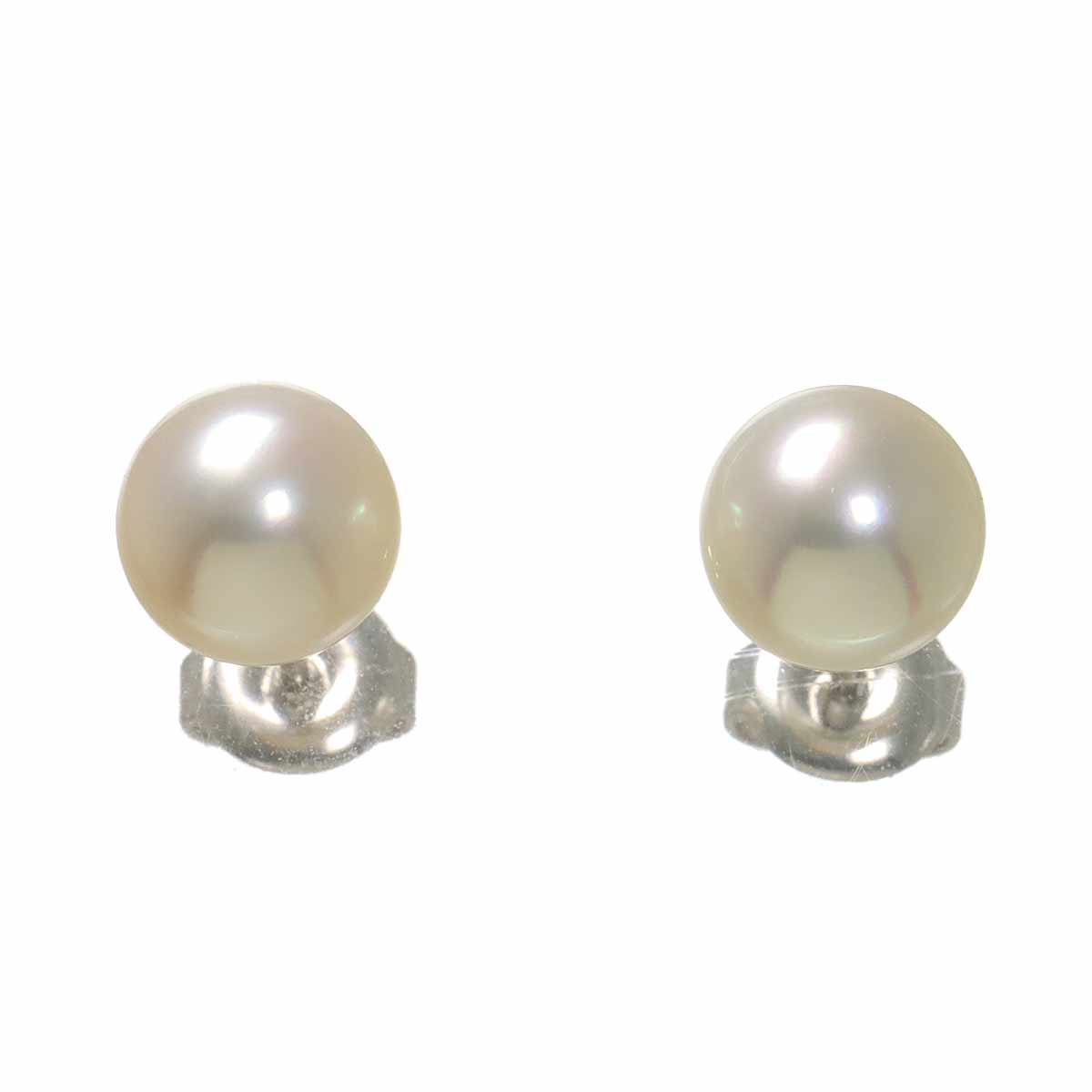 Akoya Pearl SV Necklace 18K WG Earrings Pierced Two piece set