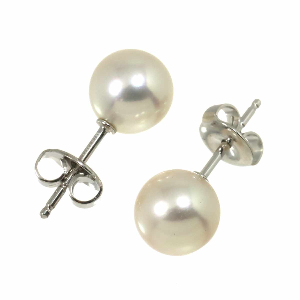 Akoya Pearl SV Necklace 18K WG Earrings Pierced Two piece set