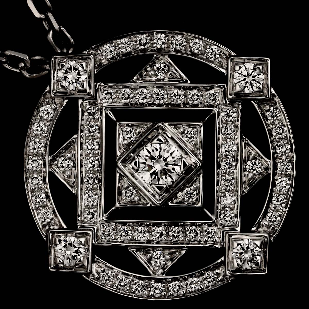 Diamond Necklace 18K White Gold 750