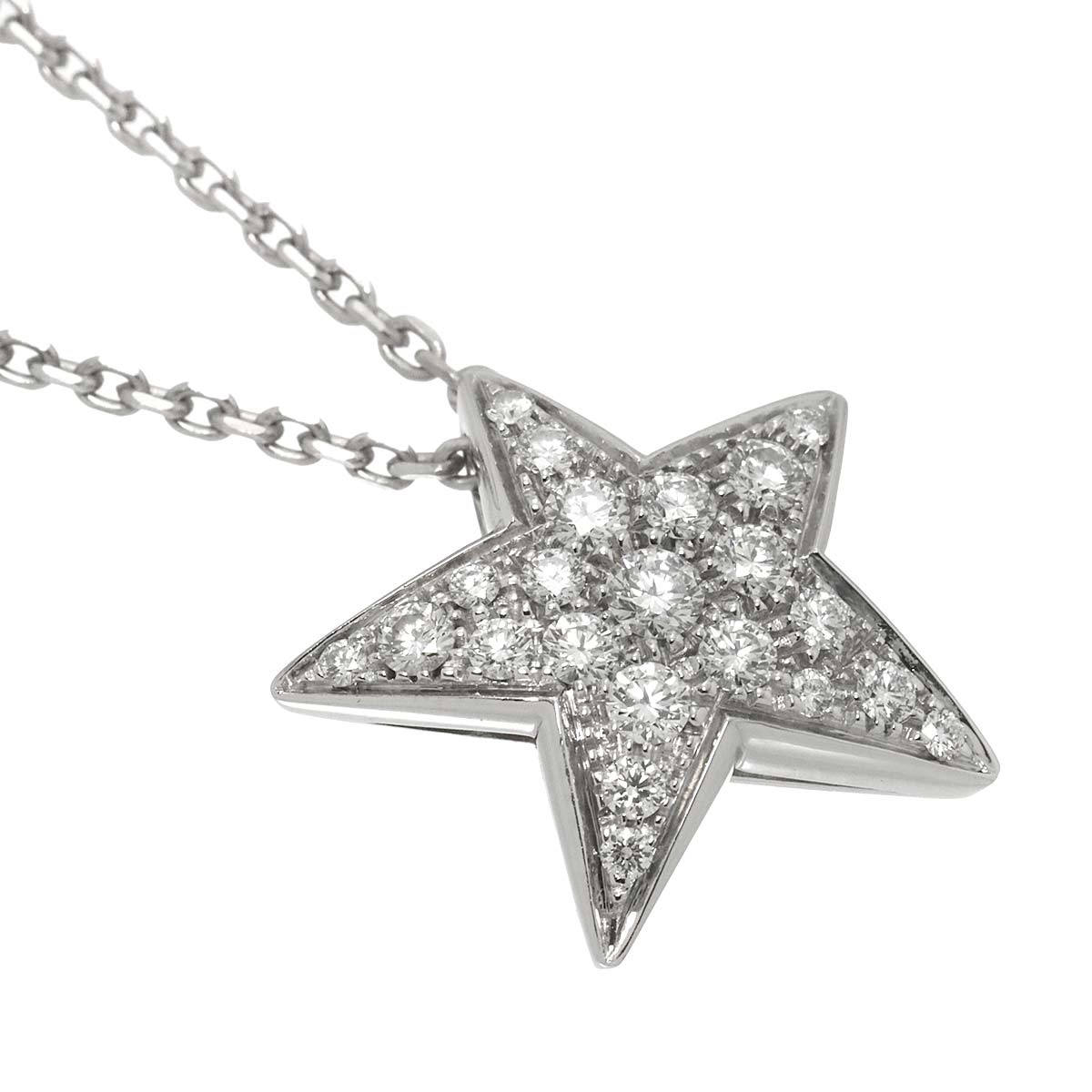 Comet Diamond Necklace LM 18K White Gold 750