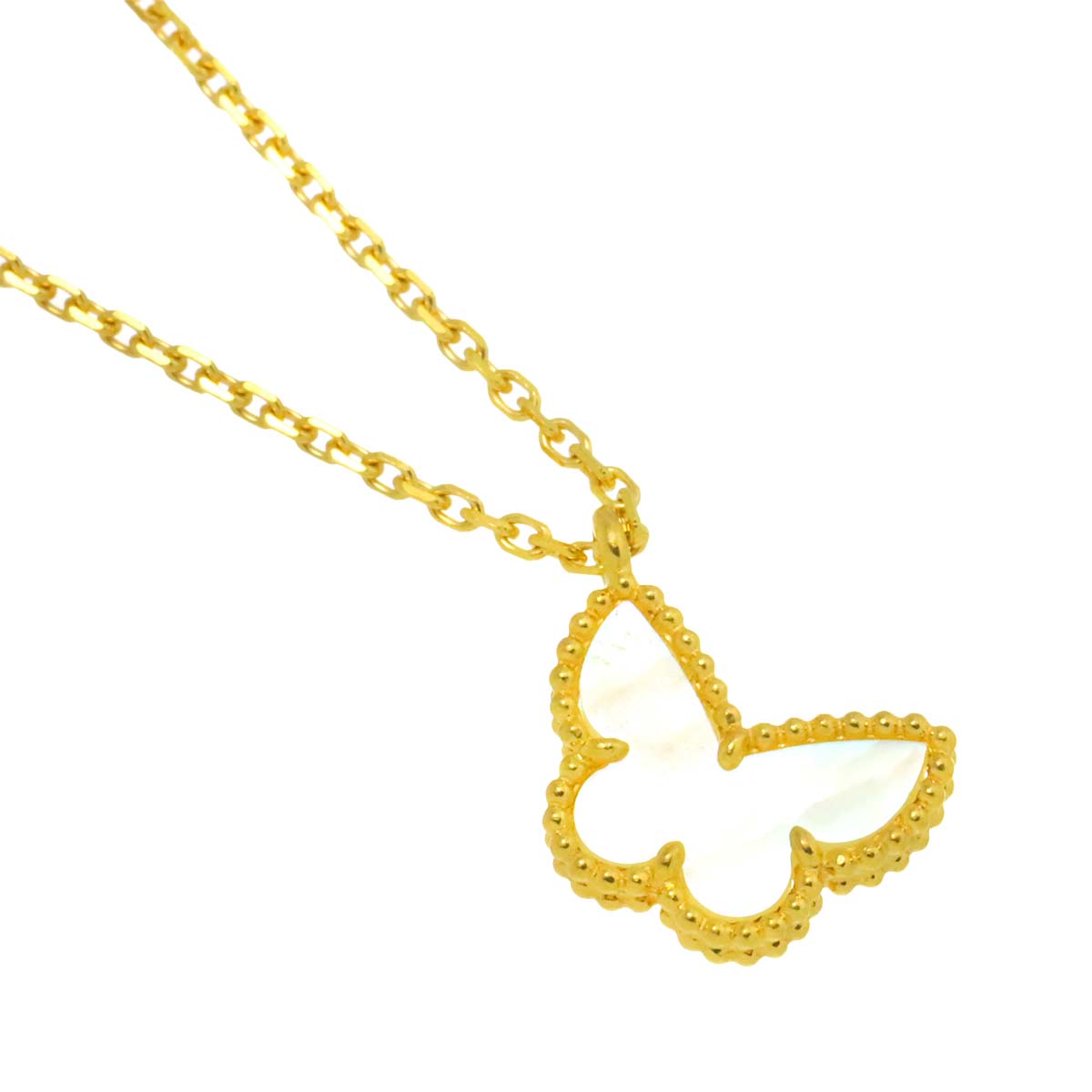 Sweet Alhambra Heart Mother of Pearl MOP Necklace 18K YG 750