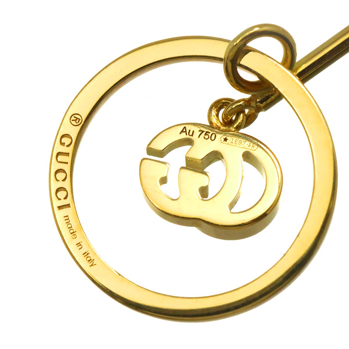 GUCCI GG Logo Earring Pierced 18K YG 750 One Piece only