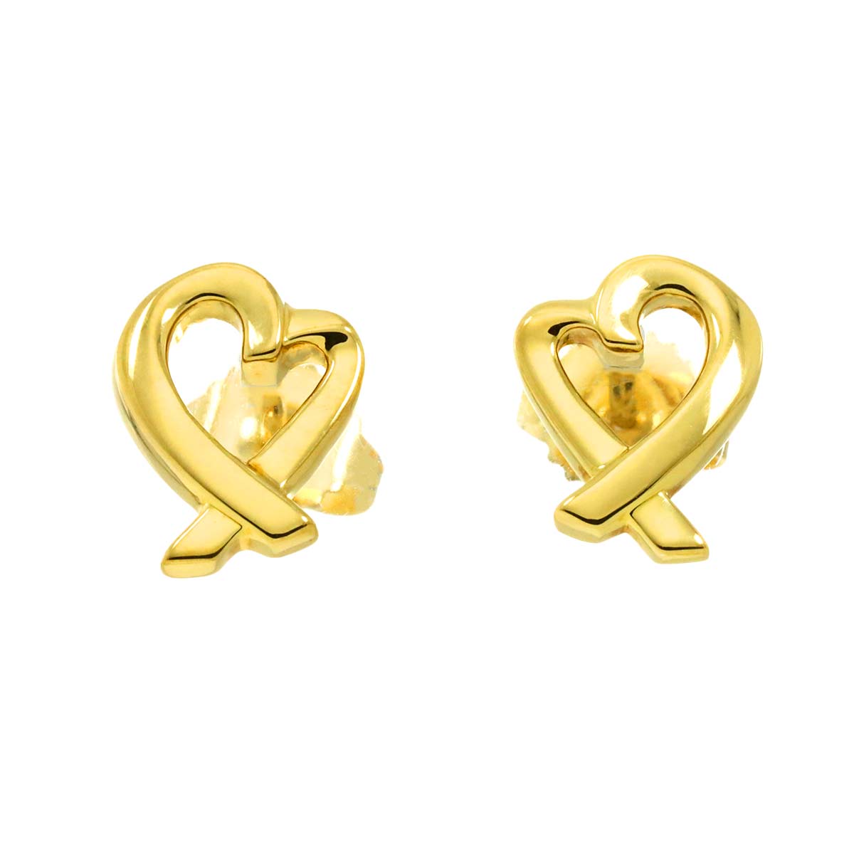 Loving Heart Earrings Pierced 18K Yellow Gold 750
